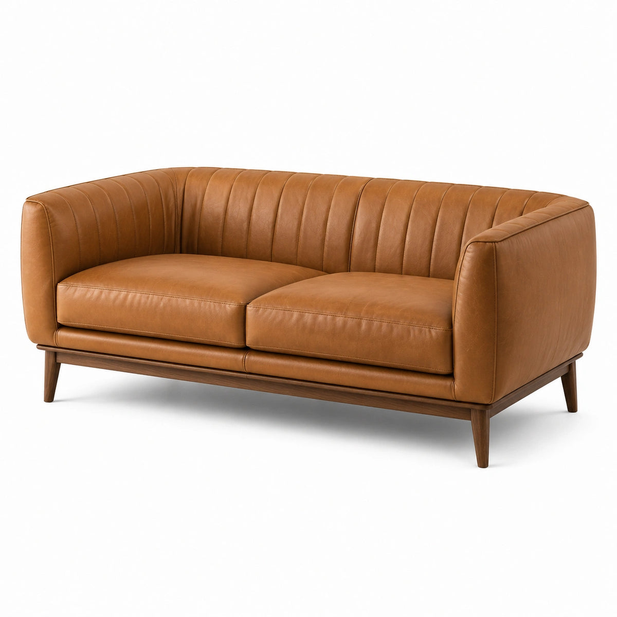 2-Sitzer-Sofa im Retro-Stil, 180 x 85 x 78 cm, Cognacbraun/Dunkelbraun
