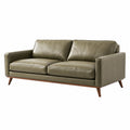 2-Sitzer-Sofa im Mid-Century-Stil, 180 × 85 × 84 cm, Olivgrün mit braunen Holzfüßen