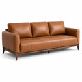 3-Sitzer-Sofa 210 × 90 × 85 cm in Cognacbraun mit Kunstlederbezug und Holzfüßen
