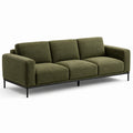 3-Sitzer-Sofa, 220 × 90 × 82 cm, olivgrüner Strukturstoff mit schwarzem Metallgestell