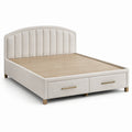 Modernes Polsterbett 160 x 200 cm Beige mit 2 Schubladen und 120 cm hohem Kopfteil