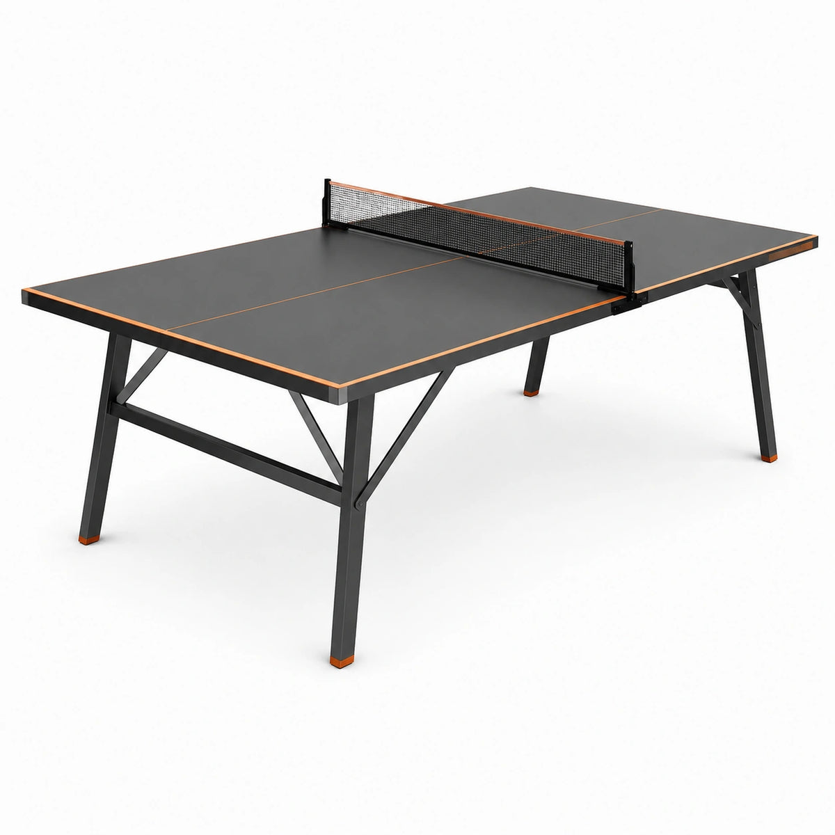 Tischtennistisch für Innenräume, 274 × 152 × 76 cm, Schwarz/Orange, Holzwerkstoff und Stahl
