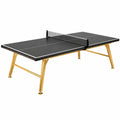 Tischtennistisch mit Netz, MDF und Stahl, 274 x 152,5 x 76 cm, Schwarz/Gold