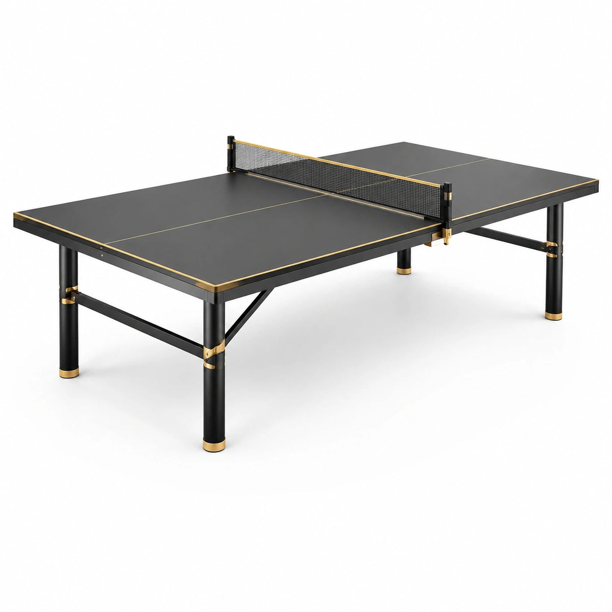 Tischtennistisch für Innenräume mit Netz, 274 × 152,5 × 76 cm, Schwarz/Gold