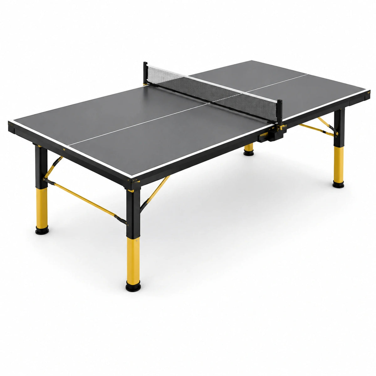 Klappbarer Tischtennistisch aus MDF und Metall, 274 x 152,5 x 76 cm, Schwarz/Gelb/Weiß