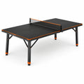 Klappbare Tischtennisplatte 275 × 153 × 76 cm mit Netz und Metallgestell, Schwarz/Orange