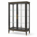 Moderne Glasvitrine 90 × 40 × 180 cm mit 2 Glastüren in Schwarz/Gold/Transparent
